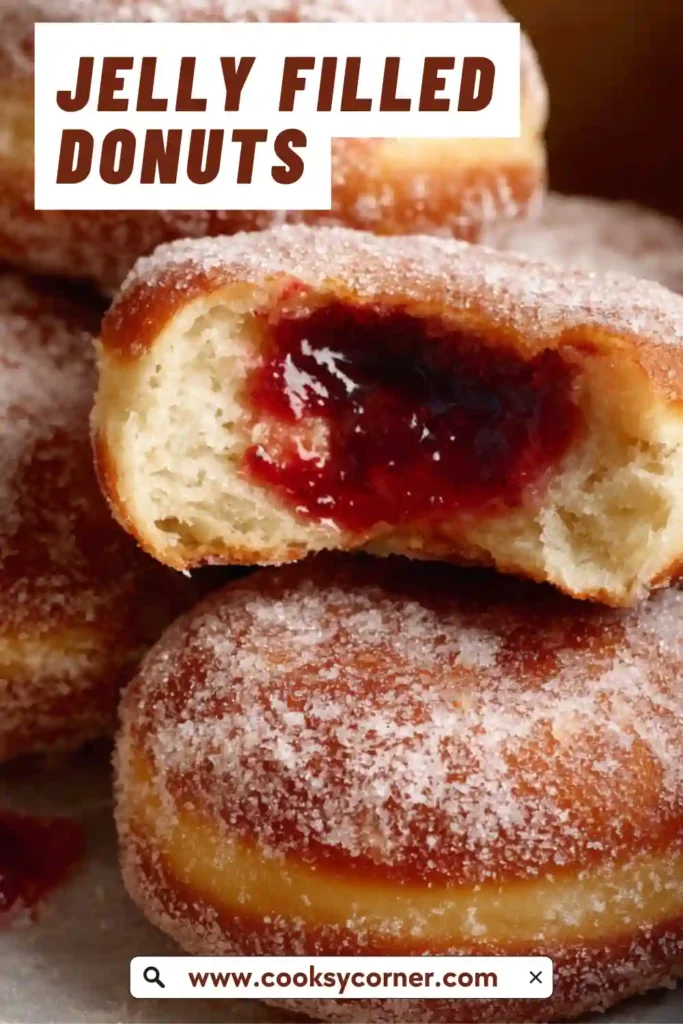 Bakery-style jelly-filled donuts arranged on a wire rack, sugar-coated and filled with raspberry jelly. A classic fried donut recipe made from scratch.