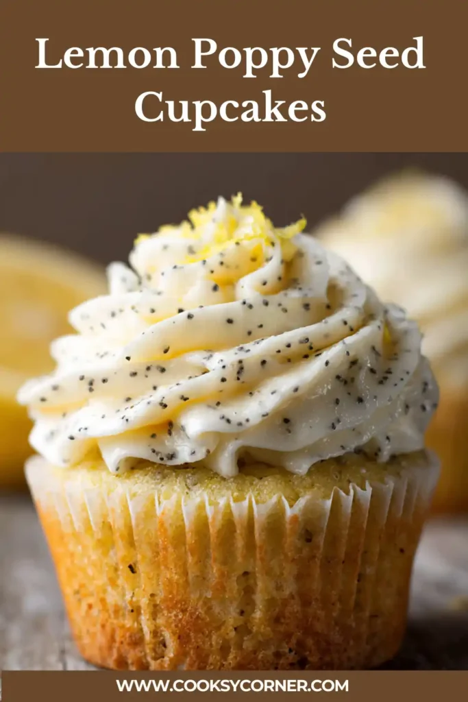 Lemon Poppy Seed Cupcakes topped with lemon buttercream and fresh zest.