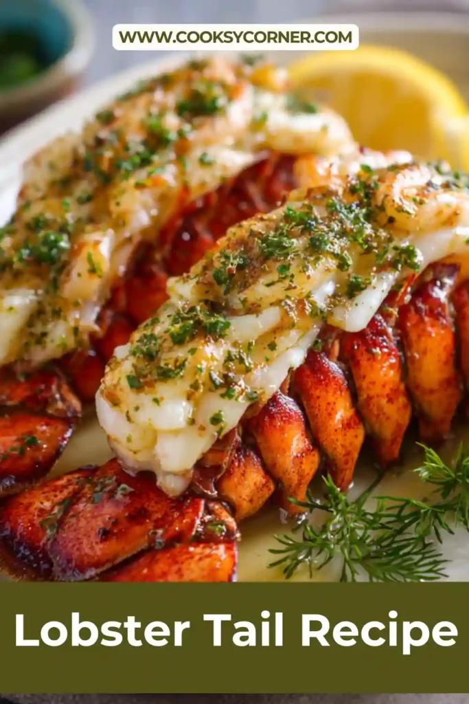 Garlic butter lobster tail served on platter