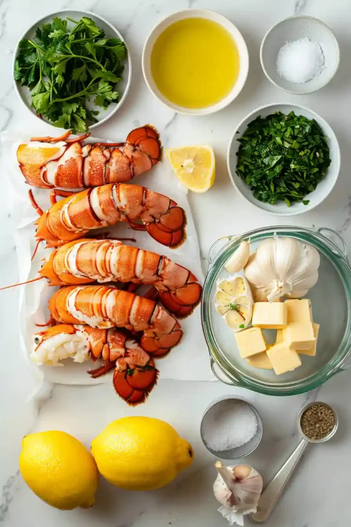 Lobster tail with parsley garnish