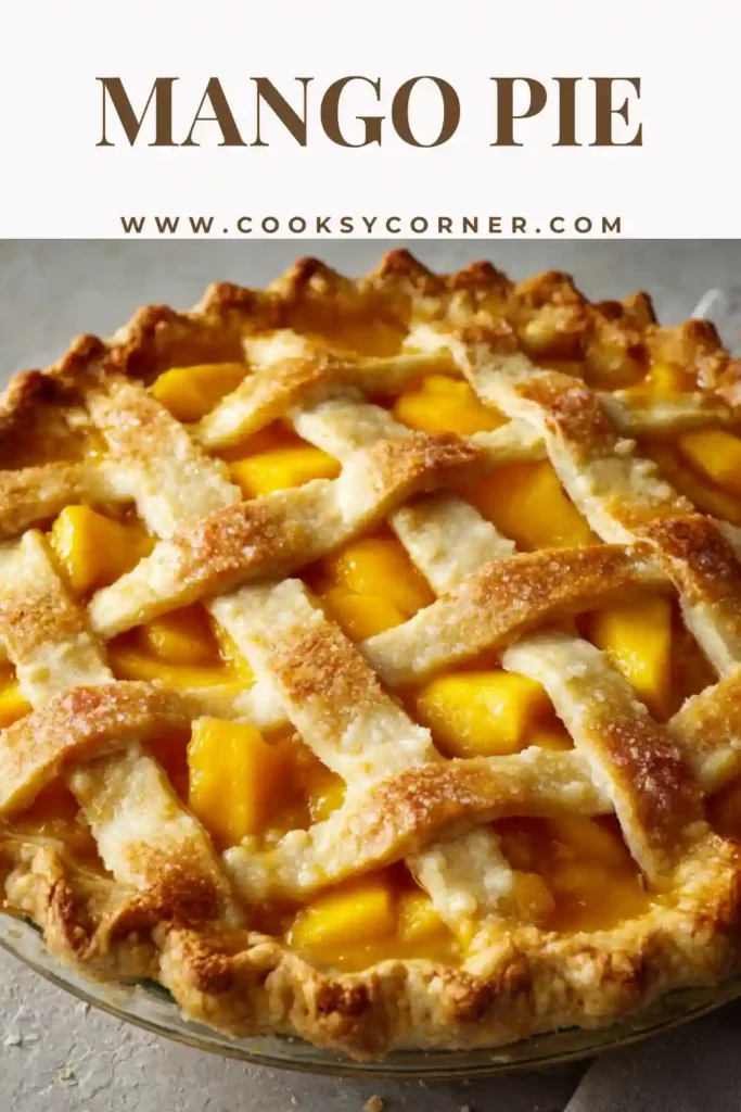 Mango Pie with golden flaky crust and bubbling mango filling.