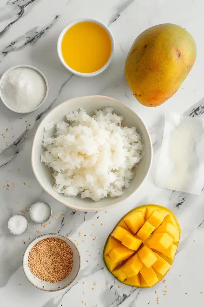 Gluten-free Mango Sticky Rice Spring Rolls served with extra mango slices and sesame garnish.