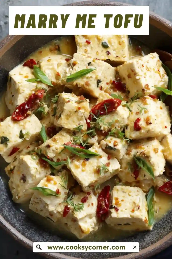 Golden tofu in garlic cream sauce