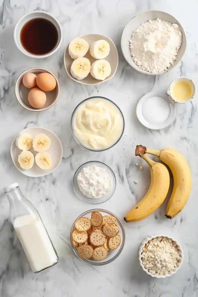 Banana pudding dessert in mason jars made with real bananas, creamy custard, and crunchy wafers.
