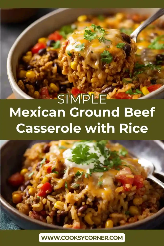 One pot Mexican beef rice dinner with beans, corn, and spices.