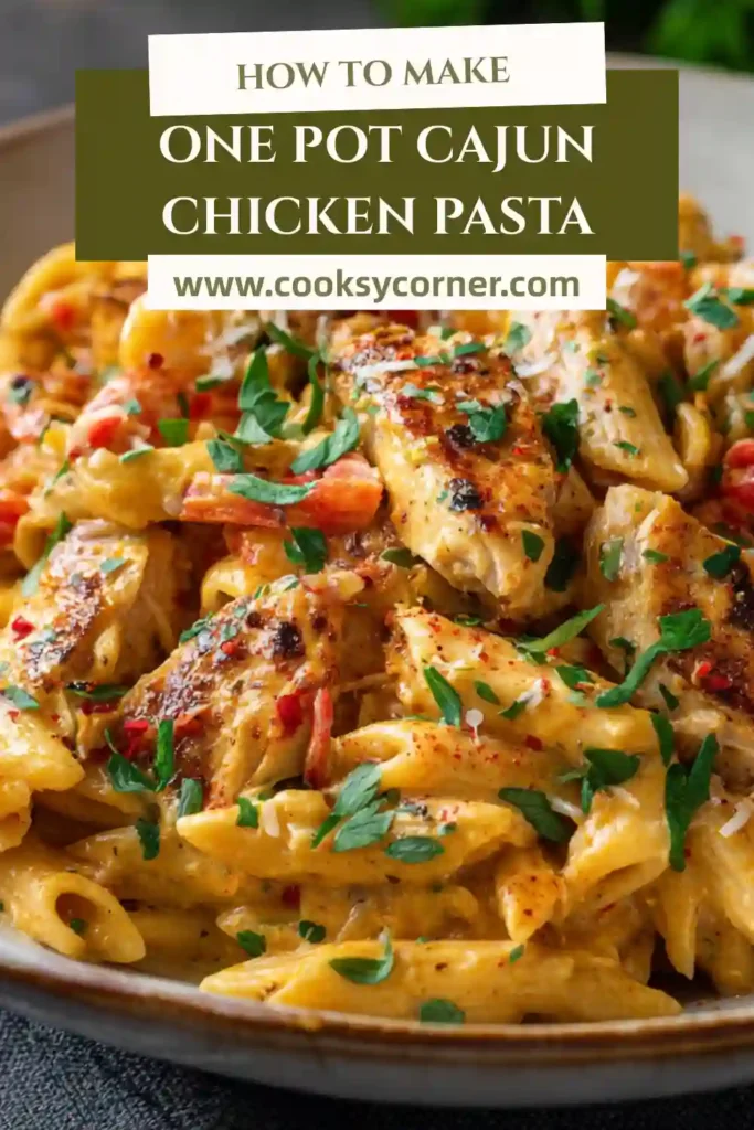Creamy Cajun chicken pasta served hot from the pot.