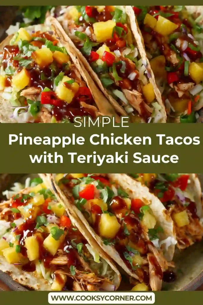 Freshly assembled Pineapple Chicken Tacos with golden chicken pieces and vibrant pineapple chunks inside warm tortillas. Easy Hawaiian-inspired dinner idea.