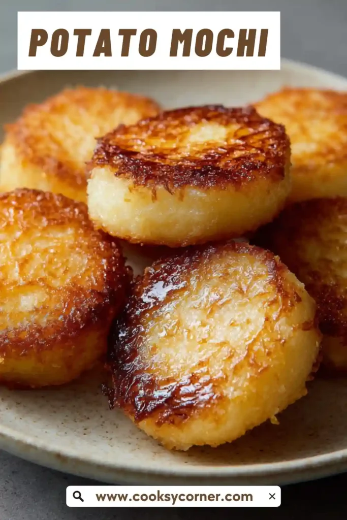 Japanese style potato mochi coated in glossy sweet soy glaze.