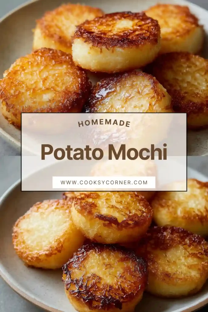 Crispy pan fried potato mochi stuffed with mozzarella cheese.