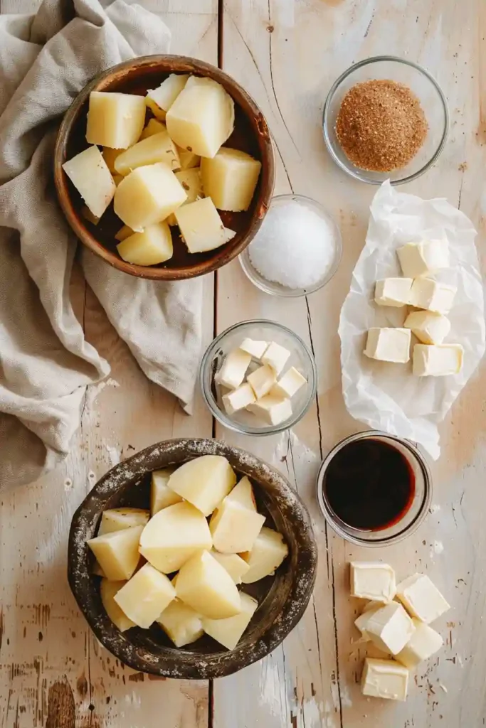 Cheesy potato mochi served warm with caramelized sauce.