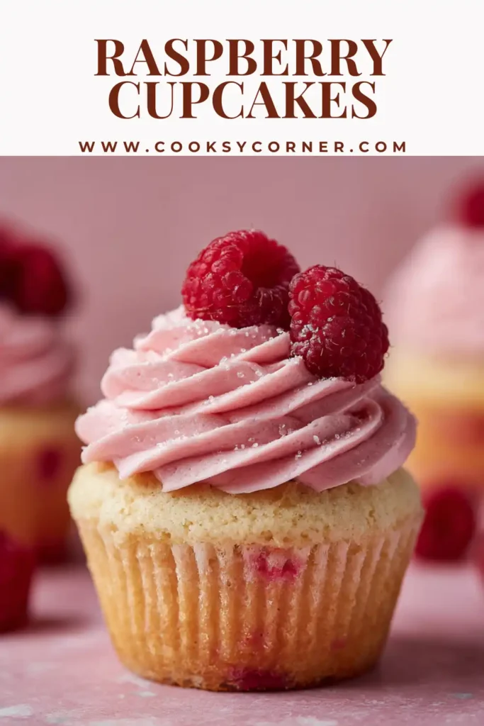 Soft vanilla raspberry cupcakes with fresh fruit buttercream.