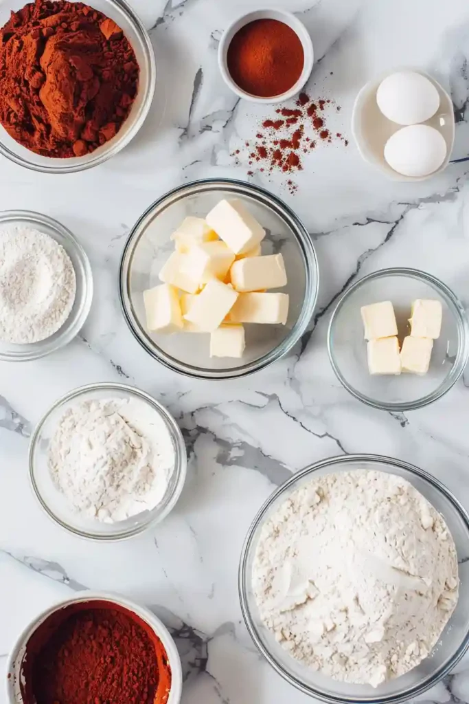 Bakery-style red velvet cinnamon rolls served warm with smooth cream cheese frosting dripping into the layers.