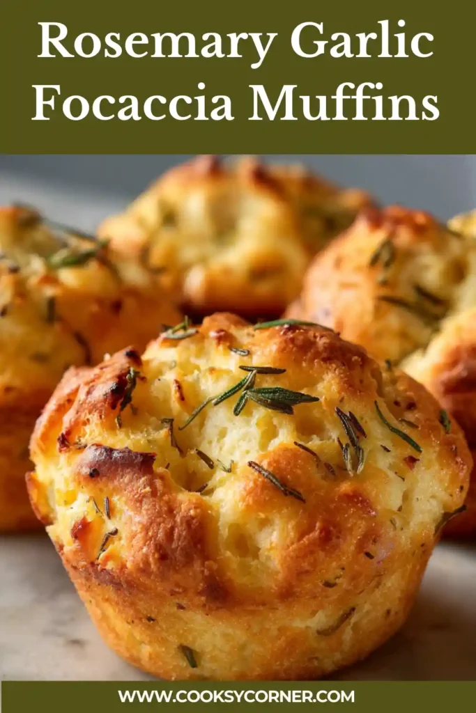 Close-up of fluffy rosemary garlic focaccia muffin showing airy interior crumb.