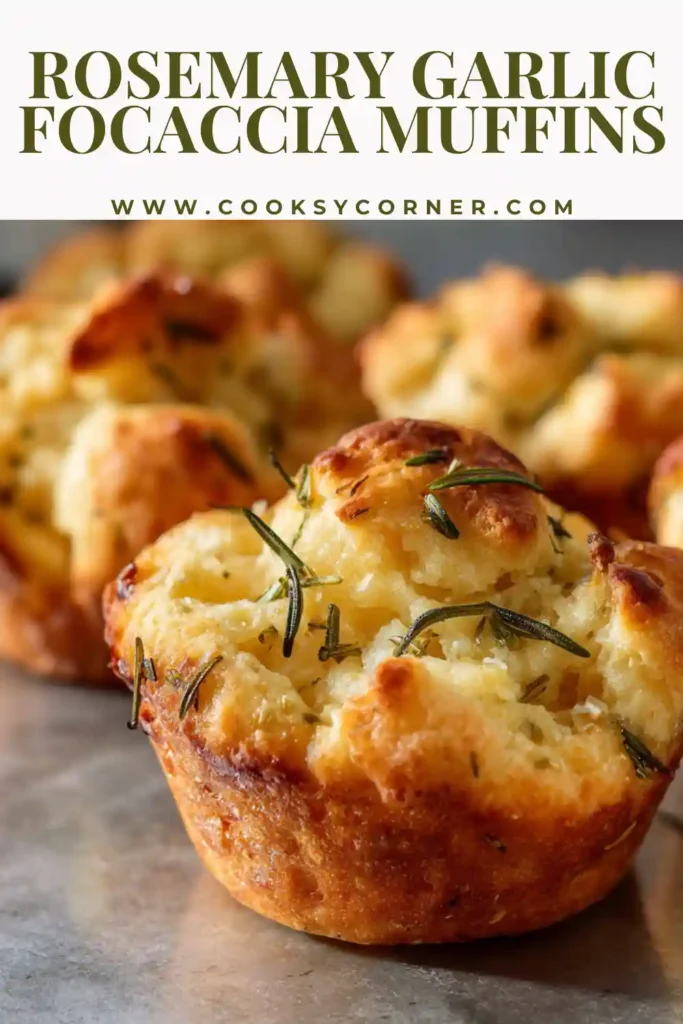 Mini focaccia bread muffins brushed with olive oil and sprinkled with finishing salt.