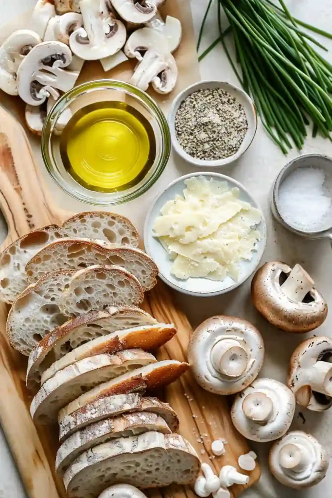 Brunch plate featuring savory French toast and garlic mushrooms.