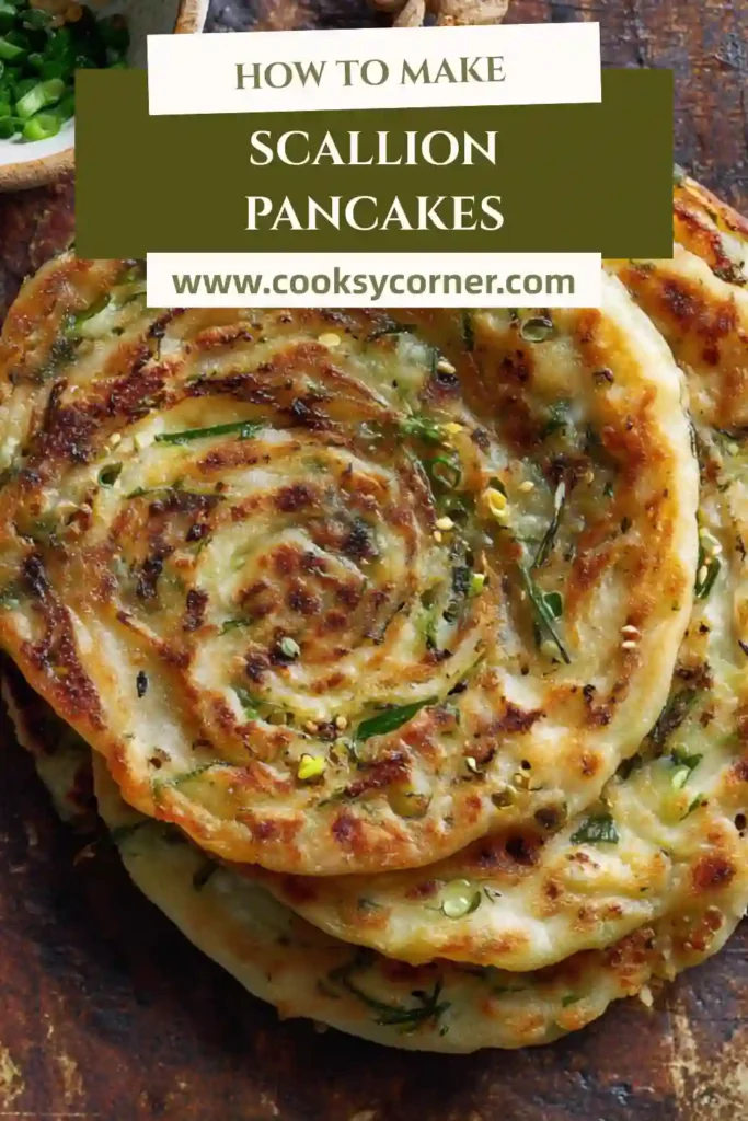 Flaky scallion pancakes with dipping sauce