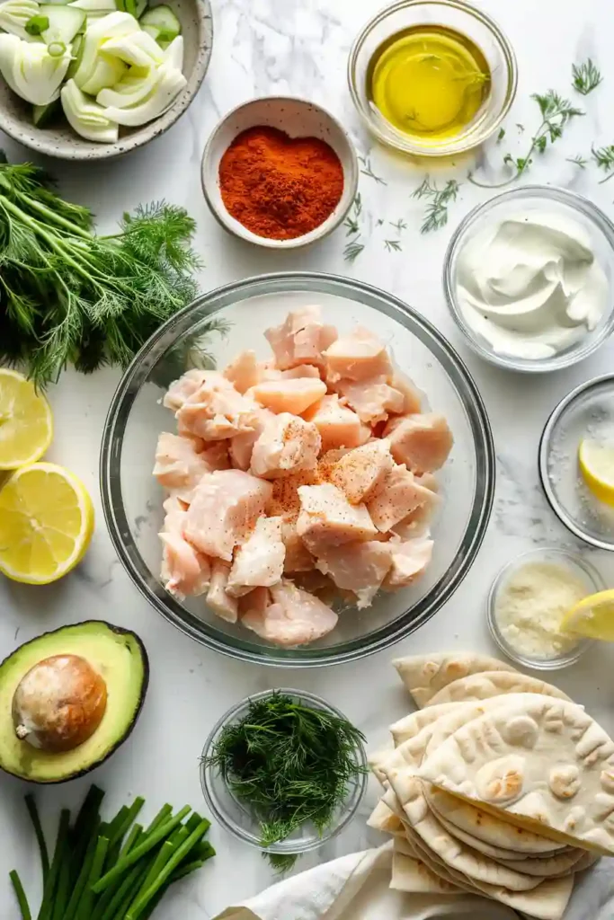 Mediterranean-style chicken pita with crispy sheet pan chicken and creamy slaw filling.