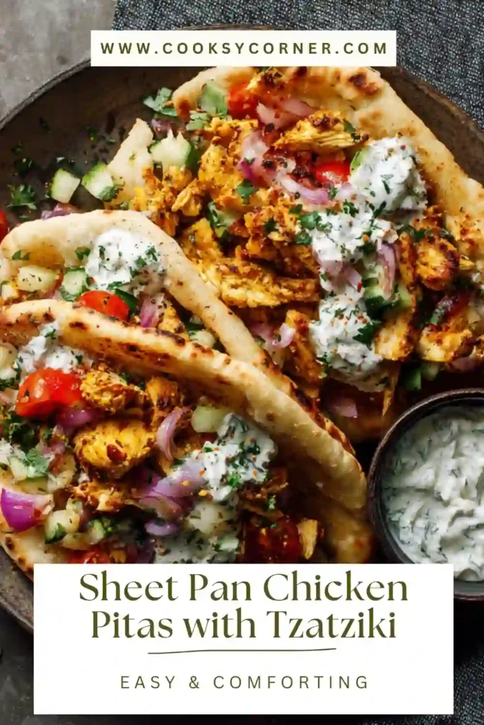 Mediterranean chicken pitas served family-style.