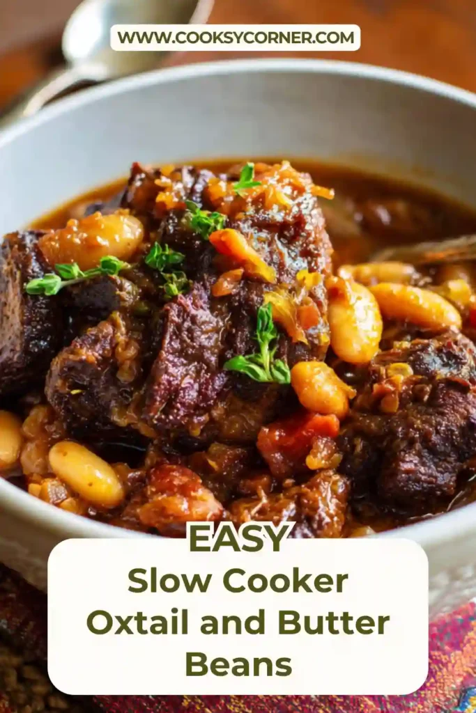 Caribbean style oxtail and butter beans simmered until fall off the bone tender.