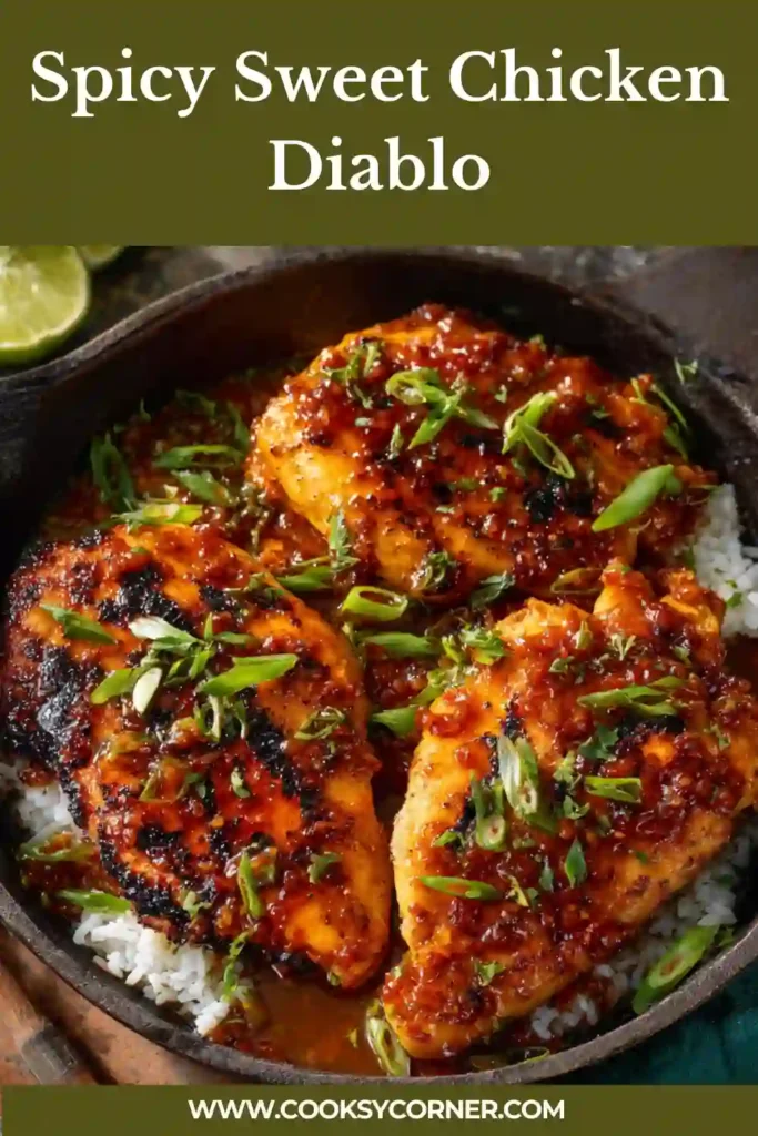 Skillet chicken diablo with smoky paprika sauce and fresh scallion garnish.