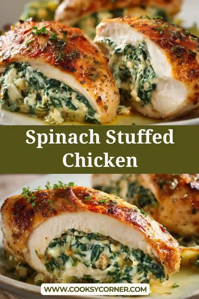Spinach Stuffed Chicken baked until golden with creamy filling inside.