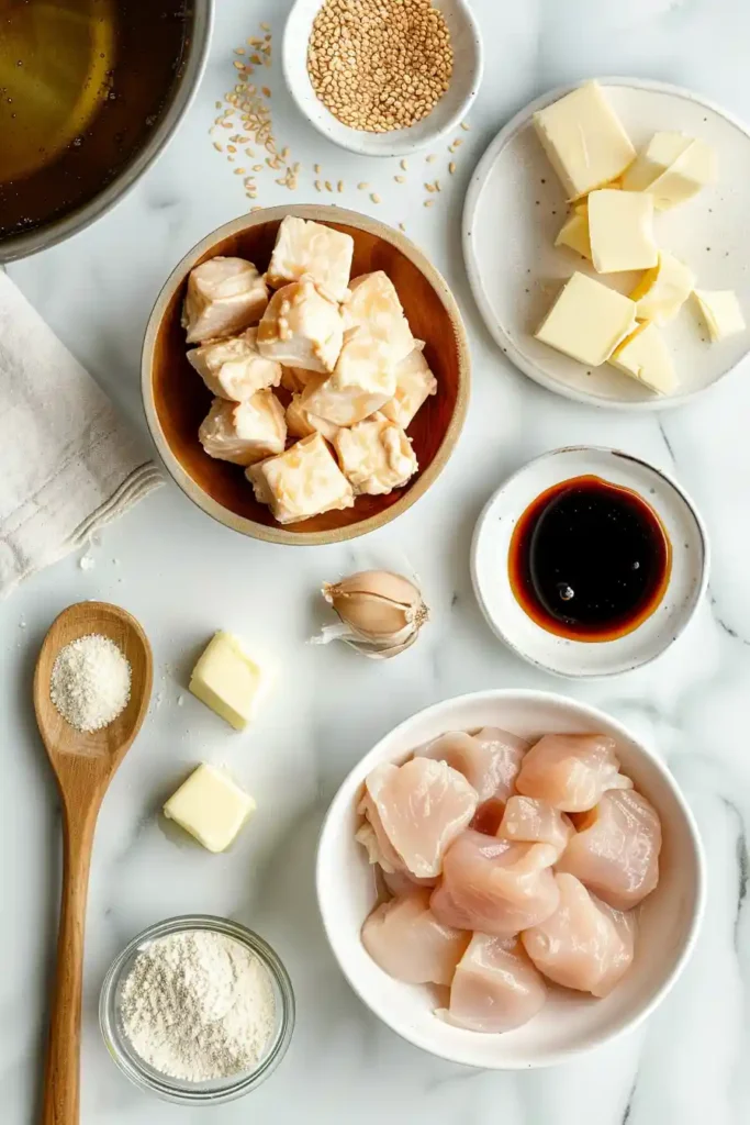 Healthy tahini chicken dinner served over rice with sesame garnish.