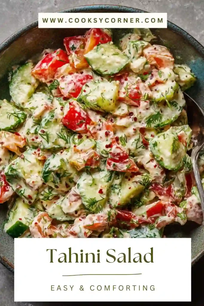 Levantine tahini salad served fresh with sumac garnish.