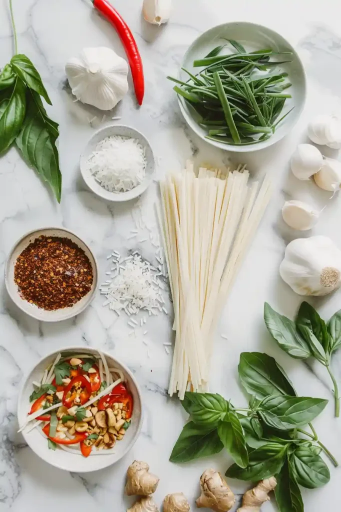 Spicy Thai Drunken Noodles tossed with wide noodles, chicken, and basil. Authentic Pad Kee Mao street food style dish.