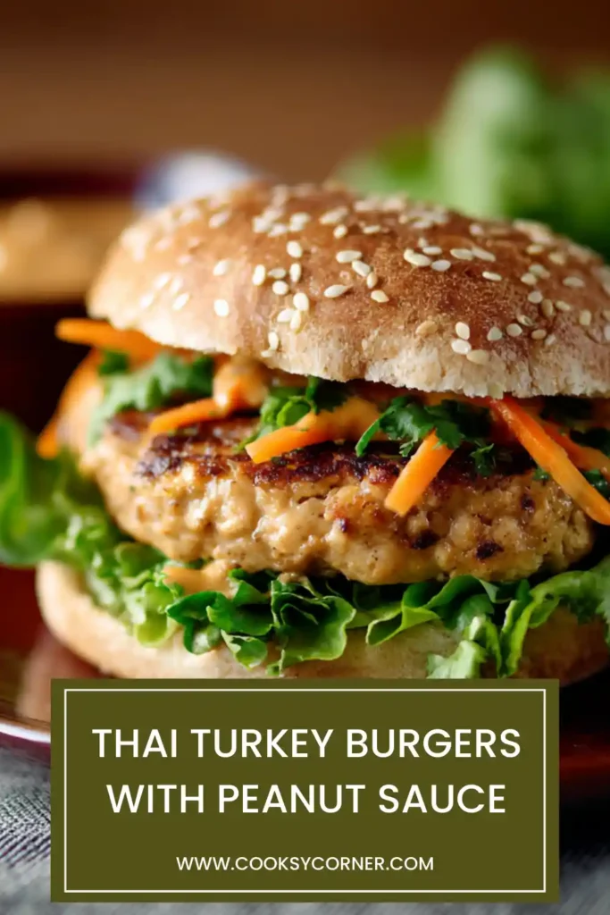 Thai inspired turkey burger patty served with homemade peanut sauce.