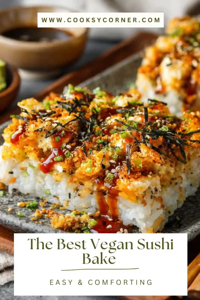 Plant-based sushi bake served with nori sheets and fresh toppings.