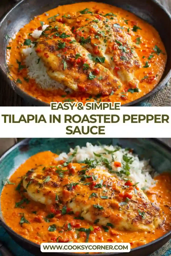 Creamy roasted red pepper fish skillet