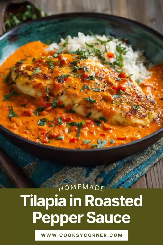 Tilapia in roasted pepper cream sauce