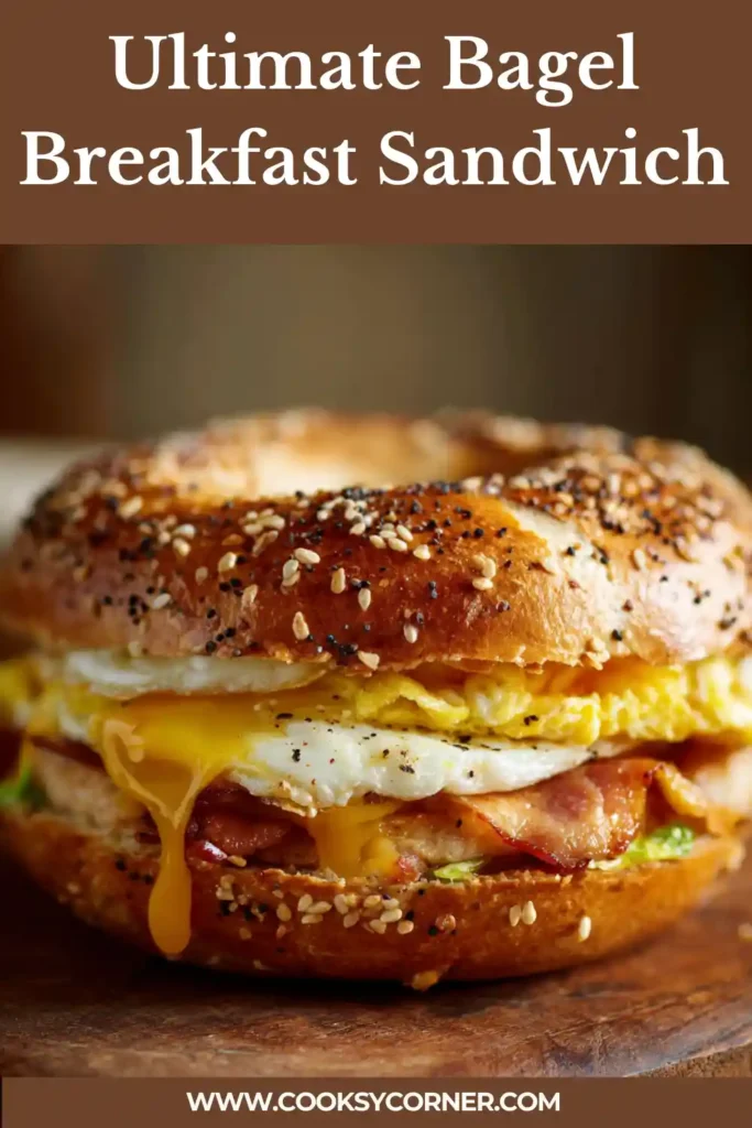 Homemade bagel breakfast sandwich served warm with avocado and sriracha sauce.