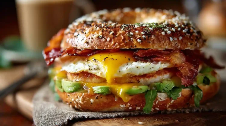 Ultimate Bagel Breakfast Sandwich Recipe (Egg, Chicken Sausage & Cheese)