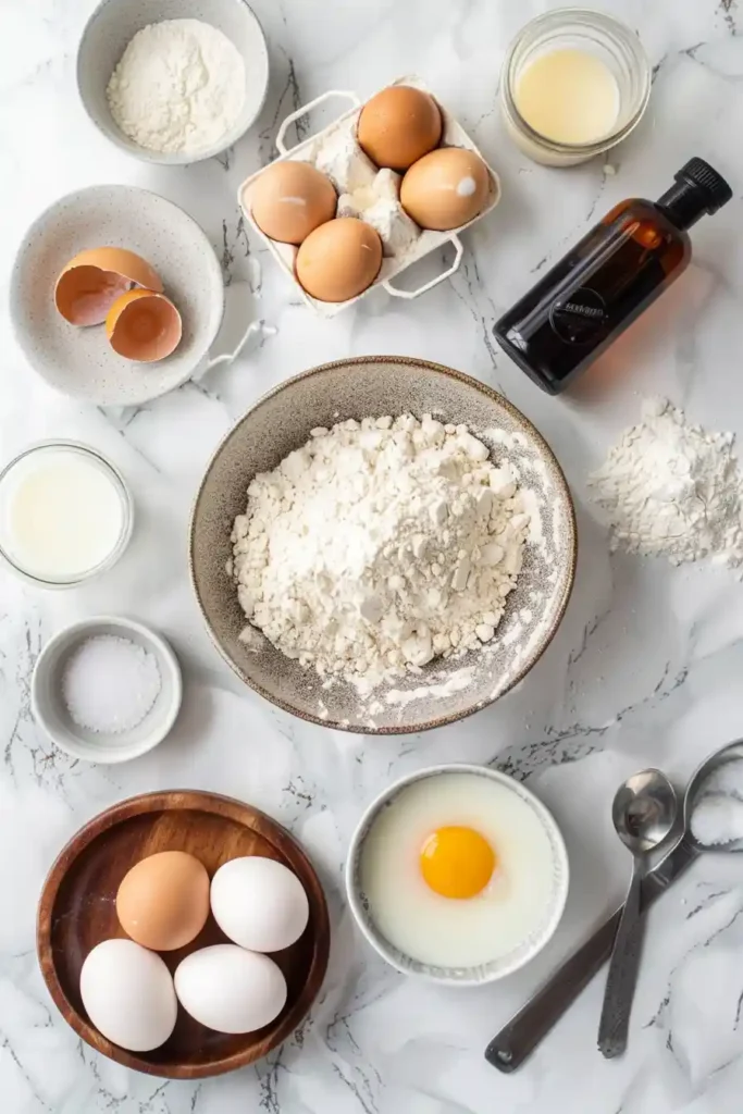 Golden homemade waffles served with syrup and butter, showing a light and airy texture.