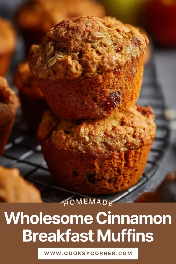 Healthy cinnamon breakfast muffins with shredded carrots and apples baked until golden.