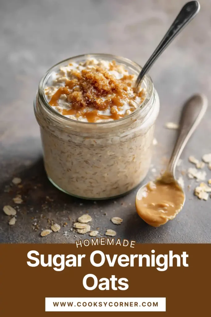 Creamy overnight oats with brown sugar and chia seeds.