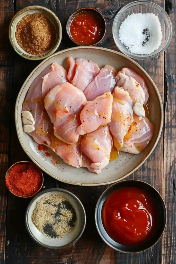 Homemade air fryer BBQ chicken with caramelized sauce.