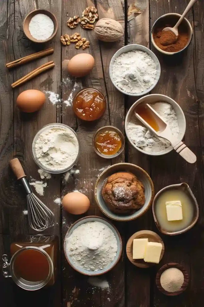 Warm apple cinnamon muffins filled with apple butter and topped with brown sugar walnut streusel.