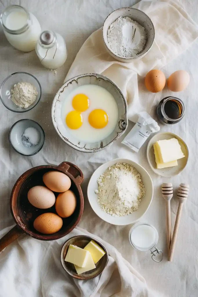 French-style baked donuts with custard filling and brûléed sugar topping.