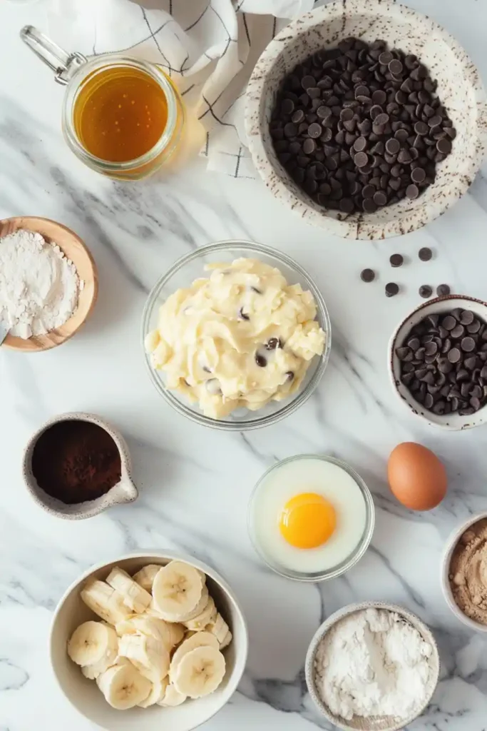 Homemade banana bread cookies with chocolate chips arranged on a white plate. Warm, soft texture with cinnamon-spiced flavor.