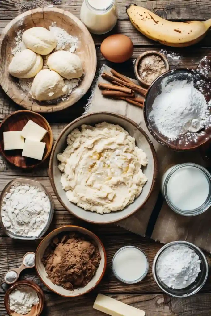 Homemade banana cinnamon rolls with gooey filling and frosting.