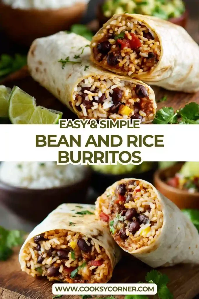 Fresh vegetarian burritos with rice, beans, and avocado on a plate ready to serve.