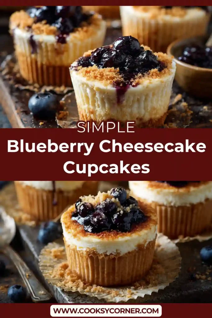 Homemade blueberry cupcakes with creamy frosting and fresh blueberry garnish.