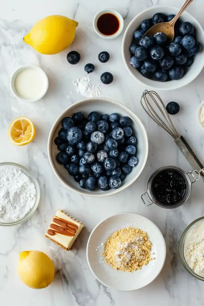 Cheesecake-style cupcakes with soft texture and rich blueberry filling.