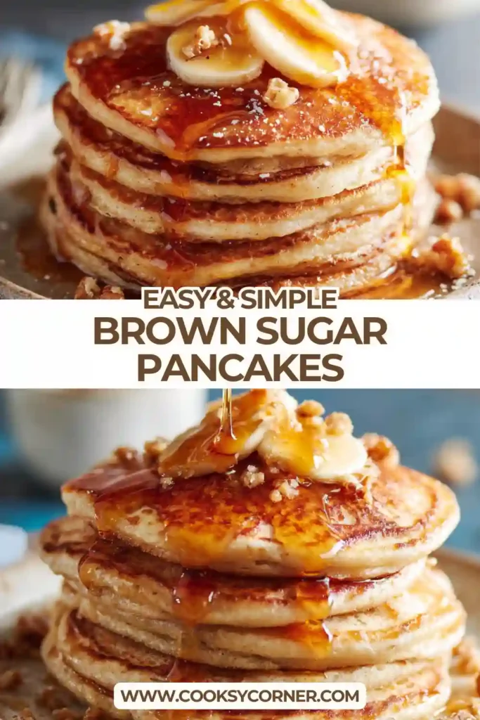 Homemade brown sugar pancakes cooking in a skillet with bubbles forming on the surface. The texture looks light and fluffy.