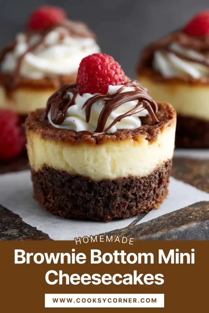 Mini cheesecakes with chocolate brownie base and creamy filling.