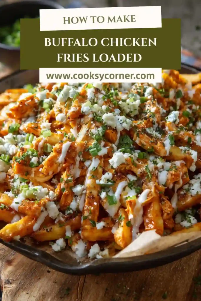 Crispy fries covered in buffalo chicken, cheese, and creamy sauce.