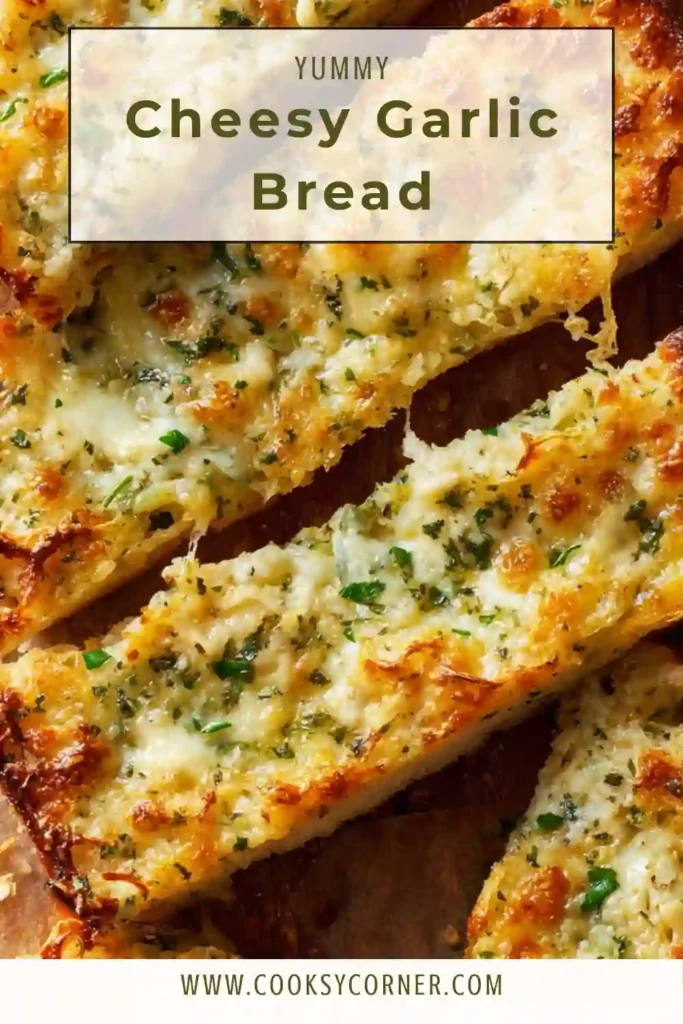 Homemade cheesy garlic bread topped with scallions and baked to perfection.
