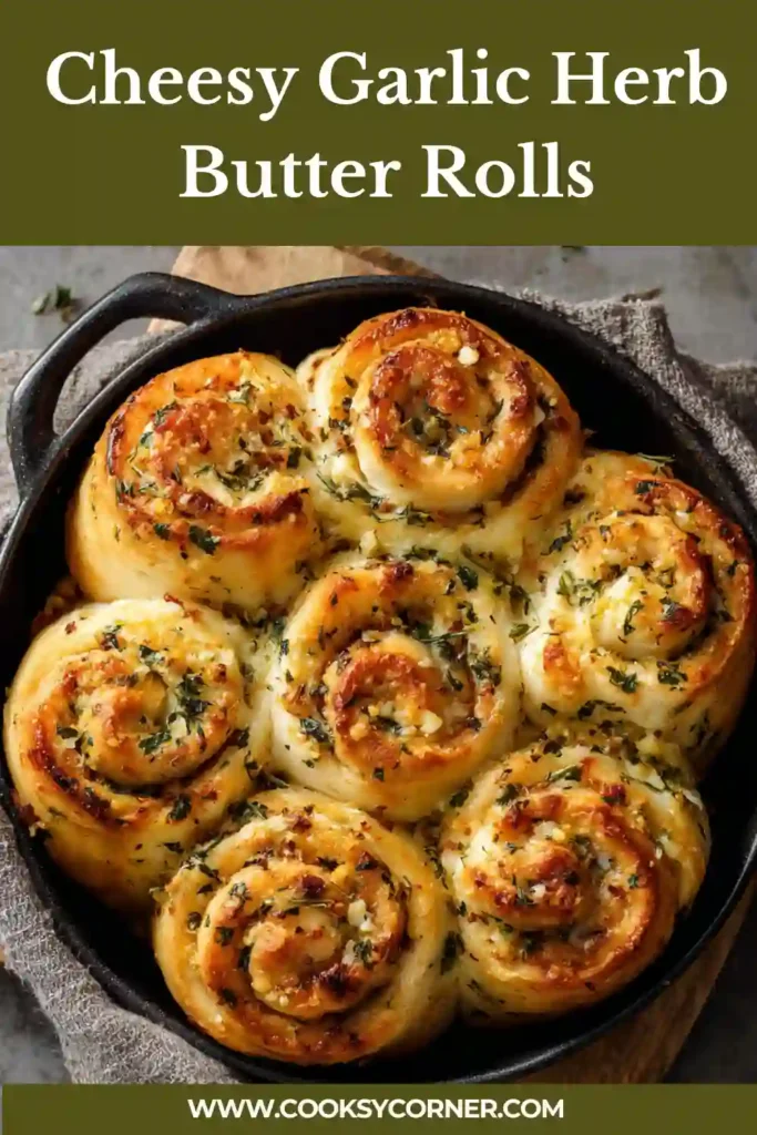 Close-up of cheesy garlic rolls showing soft interior and buttery layers. Perfect savory bread recipe.